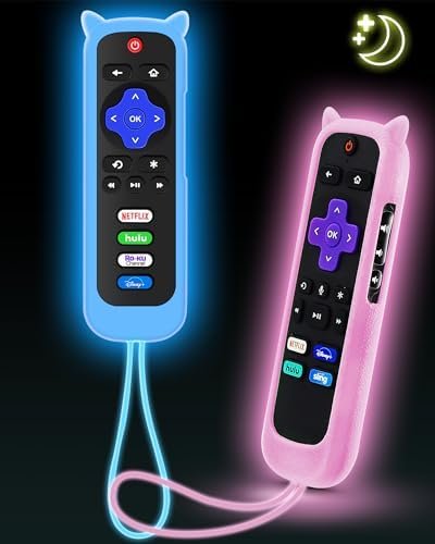 2Pack ONEBOM Cover for Roku Remote with Cat Ears Design, Silicone Ski…