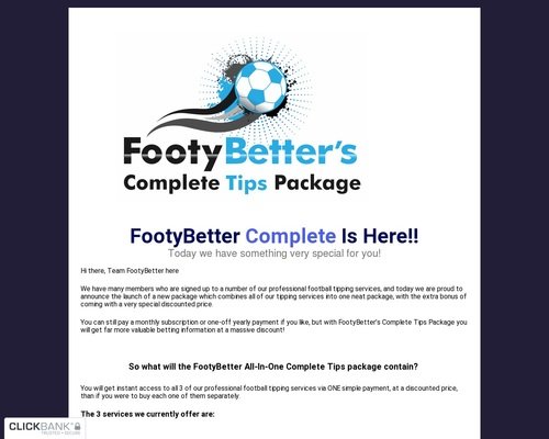 Complete Tips Package – FootyBetter
