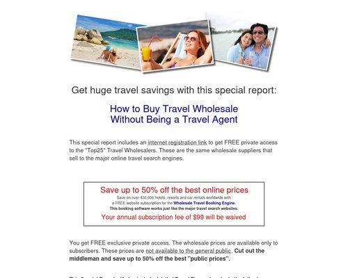 How to Buy Travel Wholesale Without Being a Travel Agent- $9.97 report